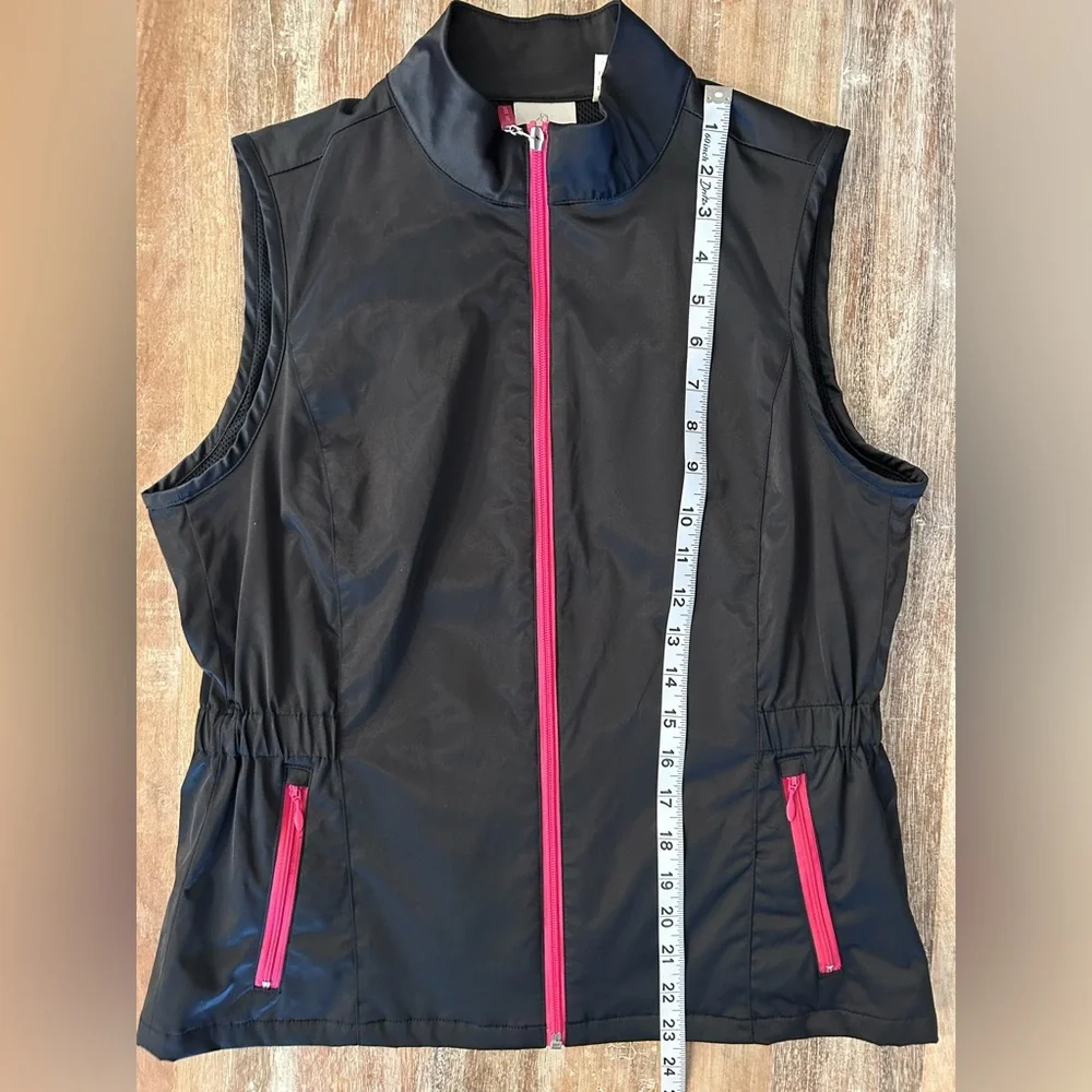 EP Pro Poppy‎ Hills Golf Vest  Women's Size Small Black with Pink Accents